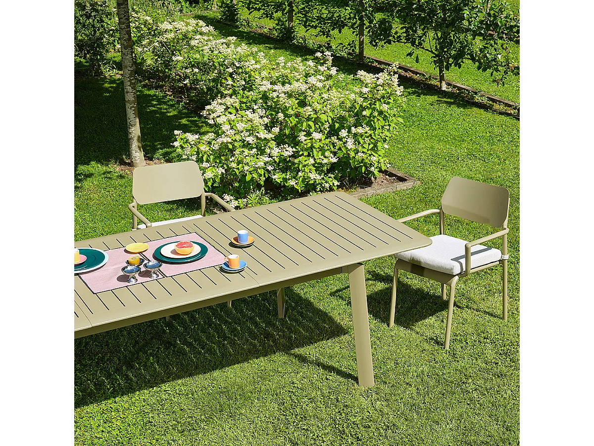 Table de jardin en aluminium kaki extensible 6/10 pers.
