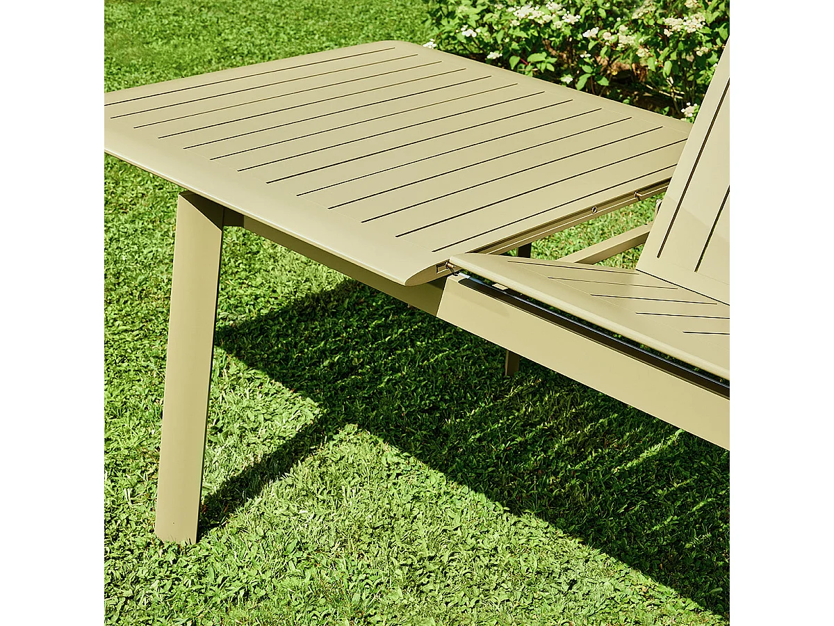 Table de jardin en aluminium kaki extensible 6/10 pers.