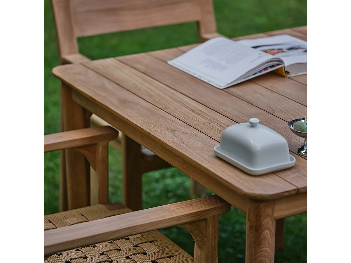 Salon de jardin en teck et rotin 4 personnes