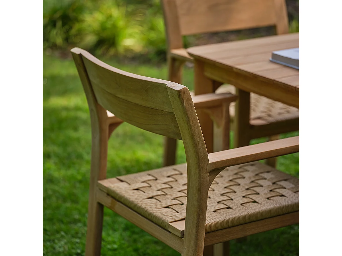 Salon de jardin en teck et rotin 4 personnes