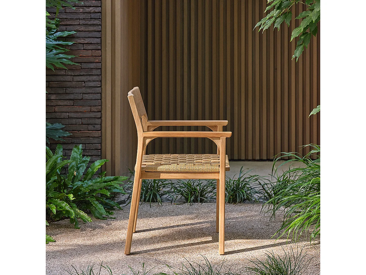 Fauteuil de jardin en teck et rotin