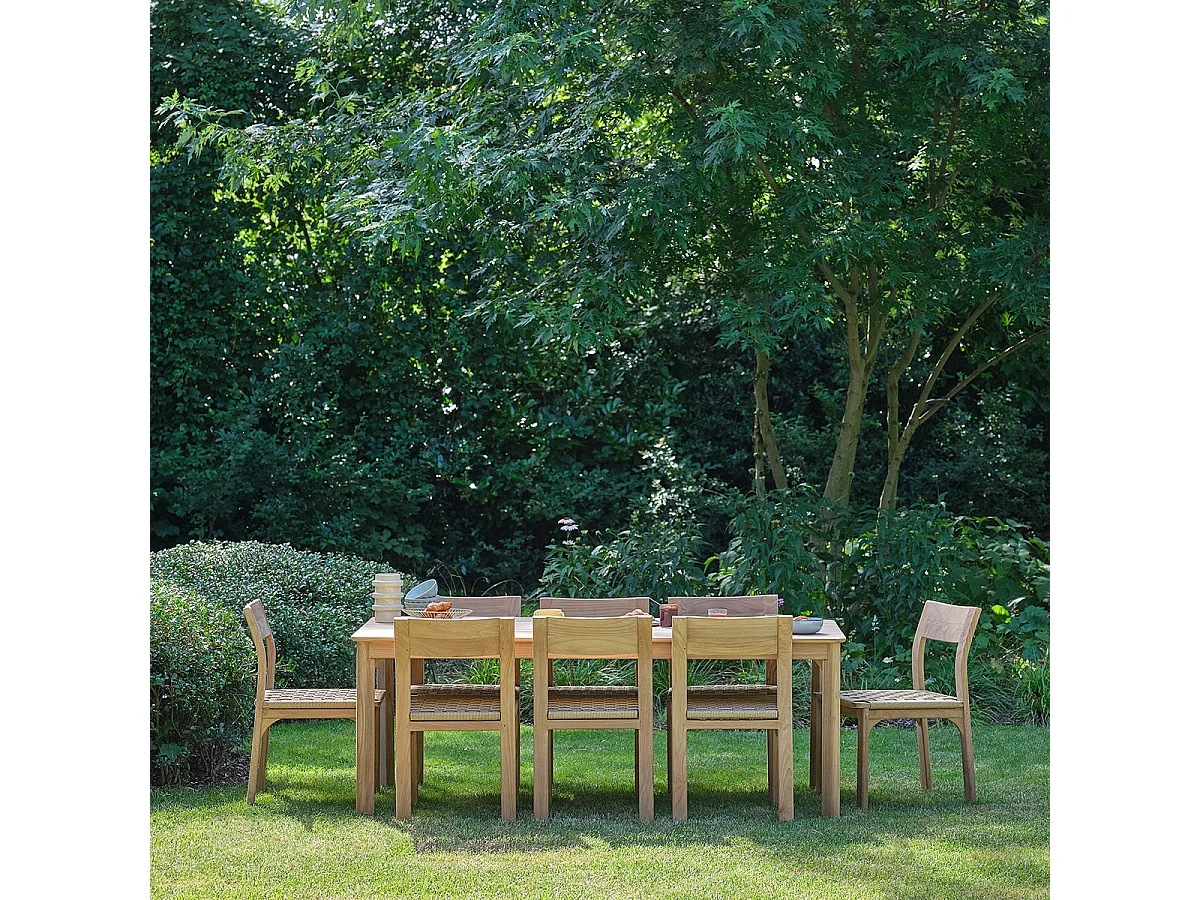 Set da giardino in teak e rattan per 8 persone