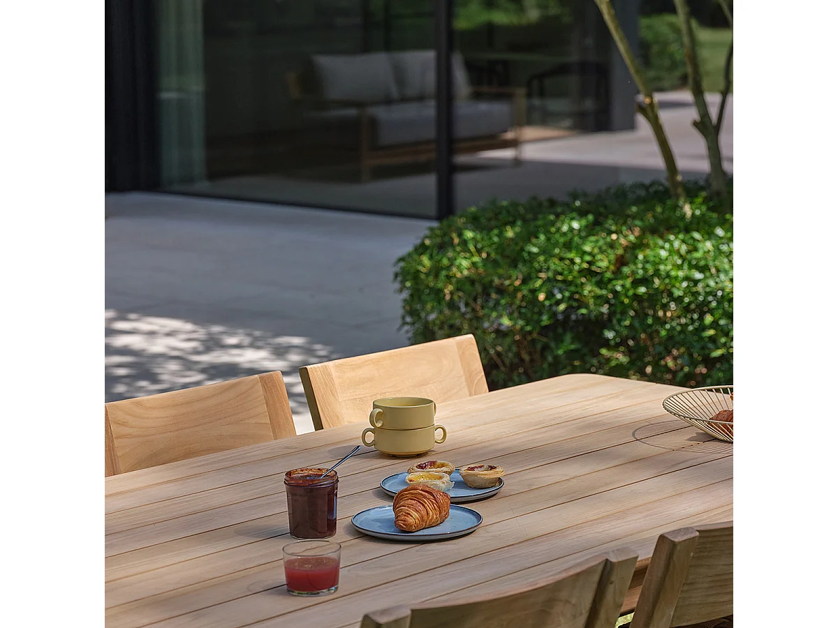 Set da giardino in teak e rattan per 8 persone