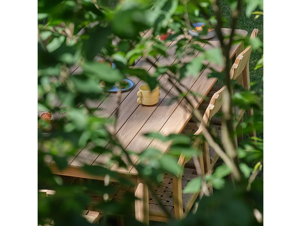 Set da giardino in teak e rattan per 8 persone