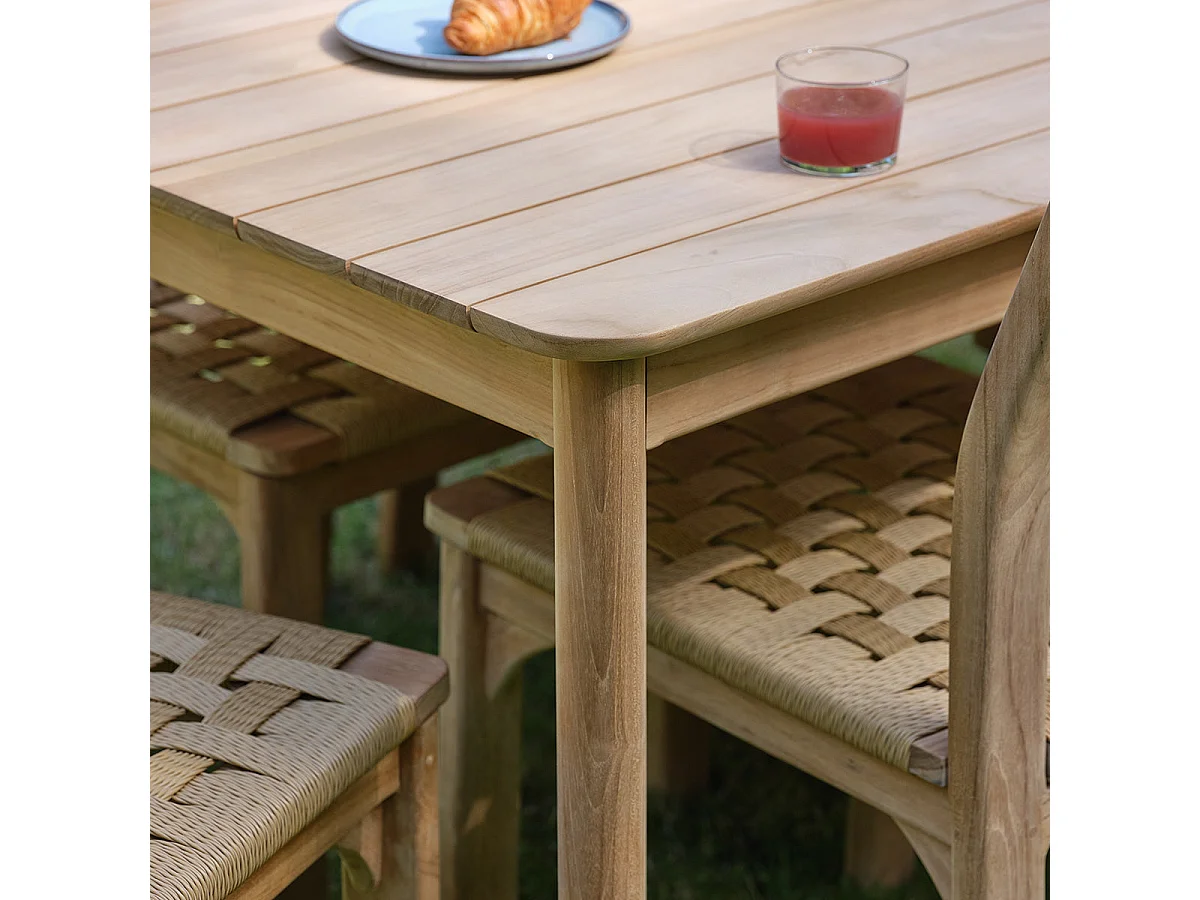 Set da giardino in teak e rattan per 8 persone