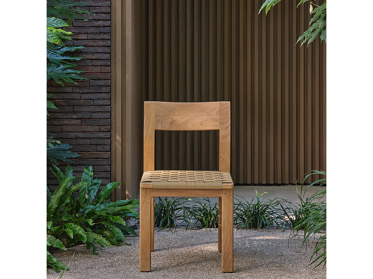 Chaise de jardin en teck et rotin