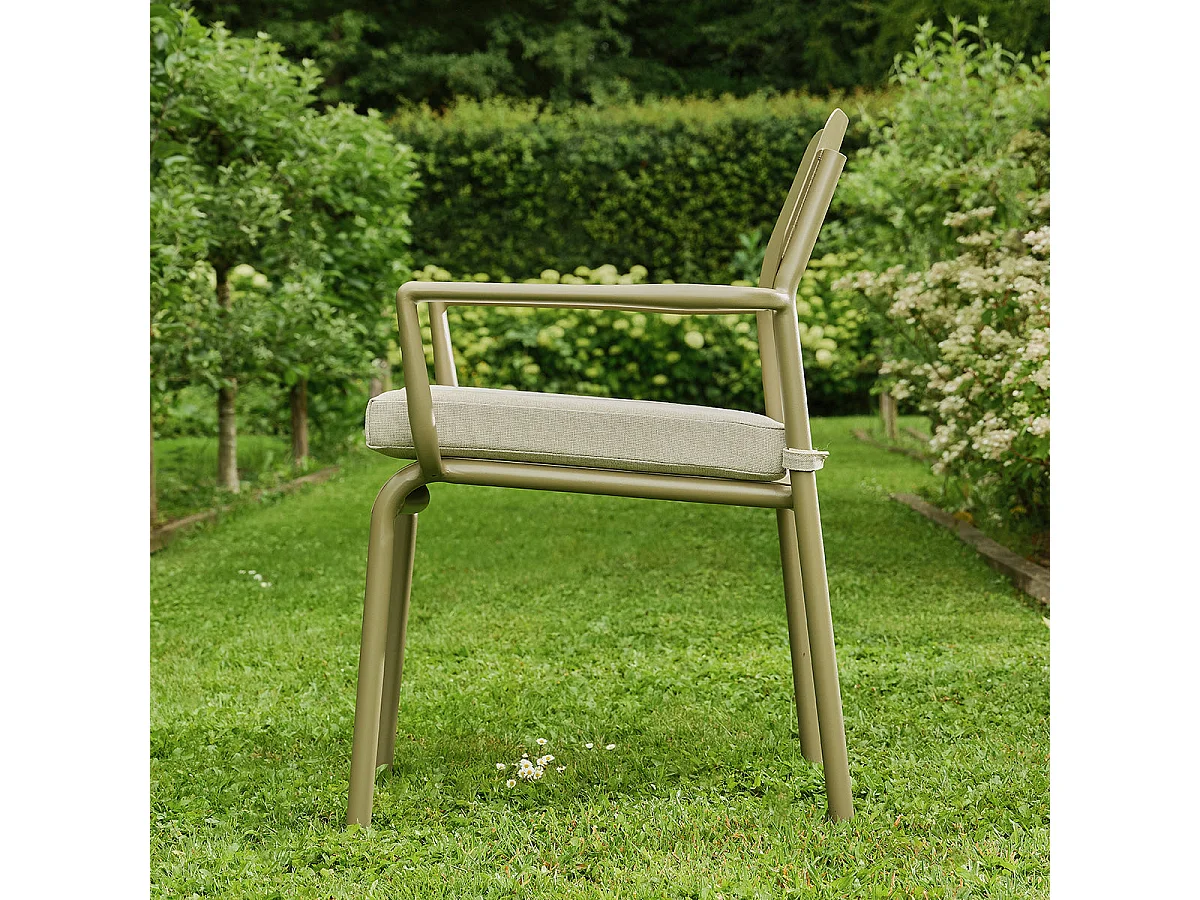 Poltrona da giardino in alluminio e tessuto beige
