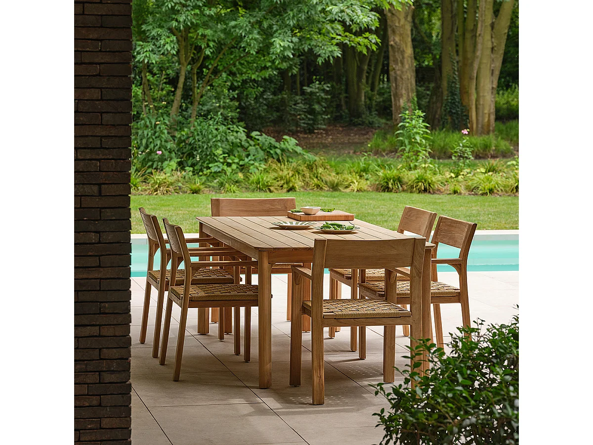 Set da giardino in teak e rattan per 6 persone