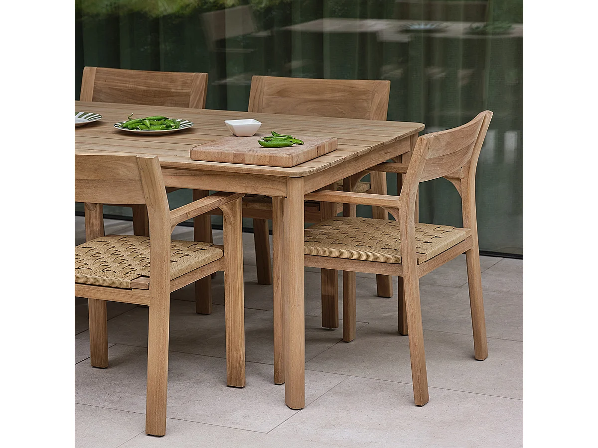 Set da giardino in teak e rattan per 6 persone
