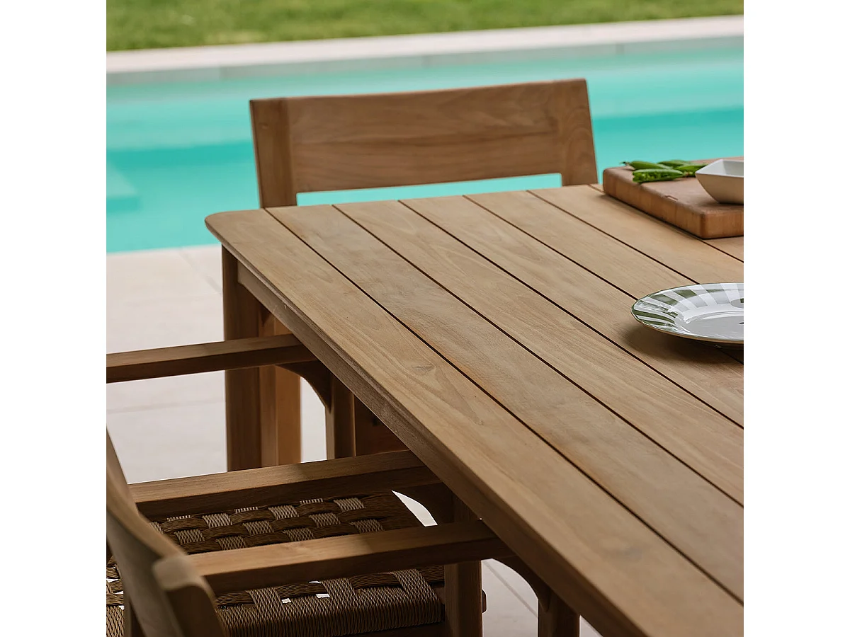 Set da giardino in teak e rattan per 6 persone