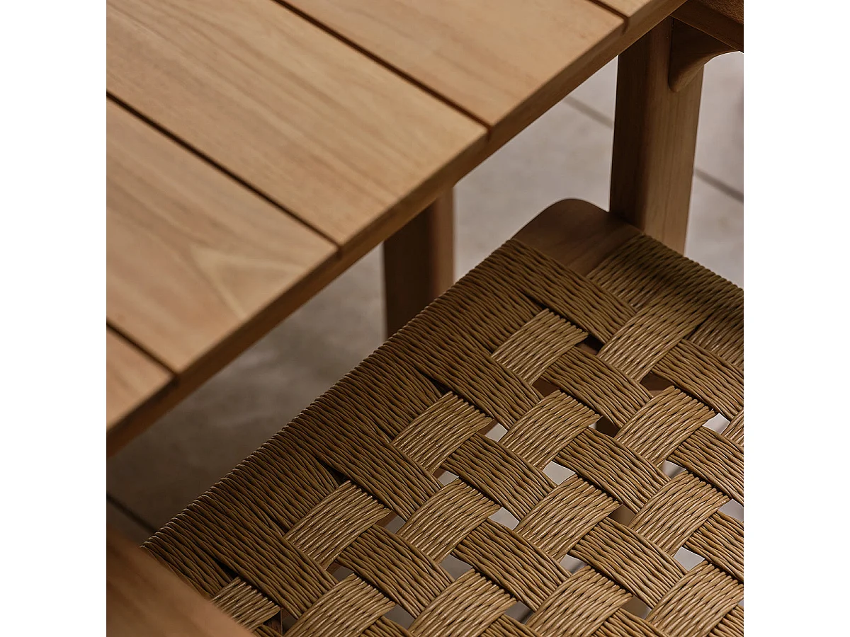 Set da giardino in teak e rattan per 6 persone