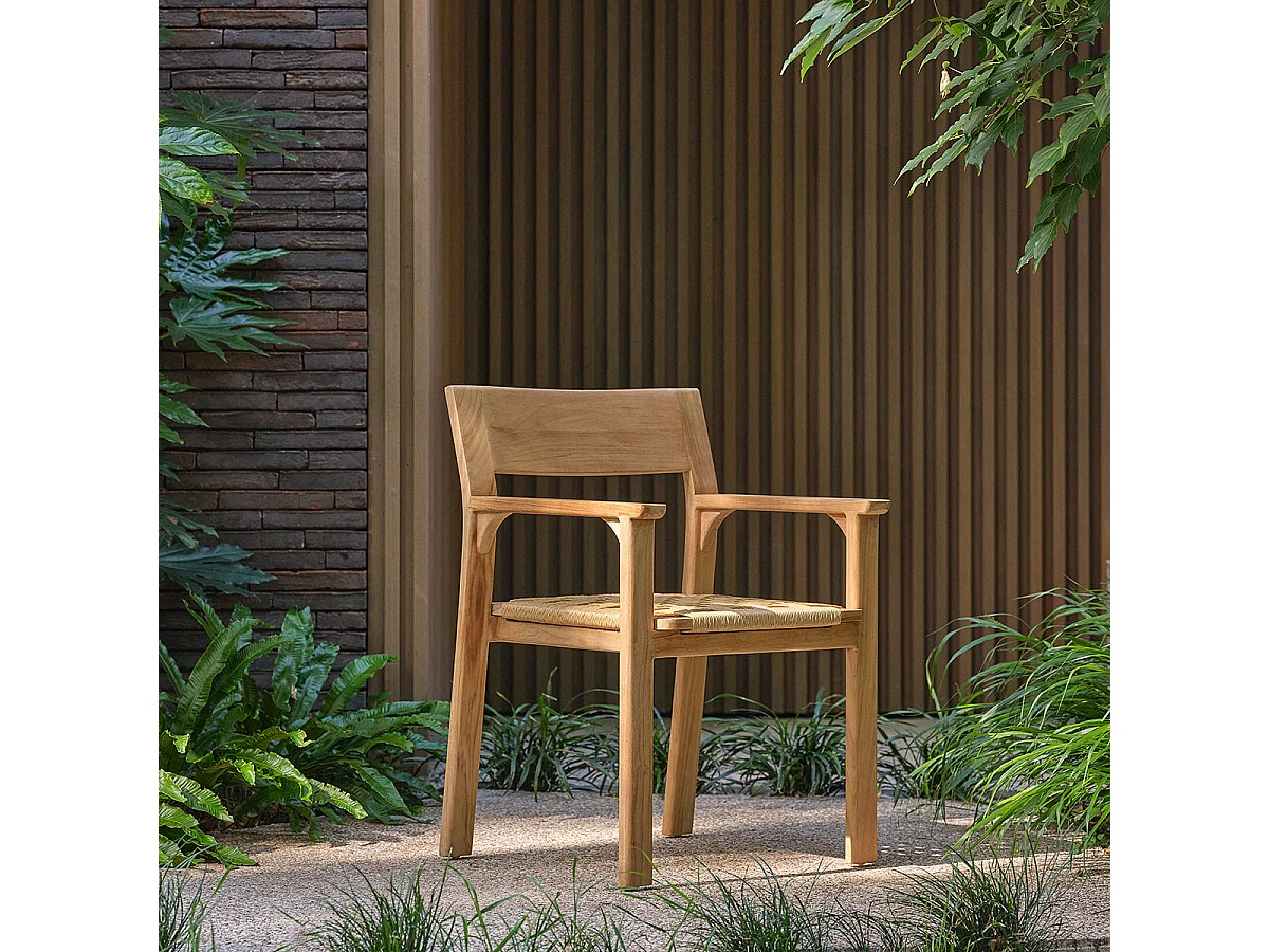 Set da giardino in teak e rattan per 6 persone