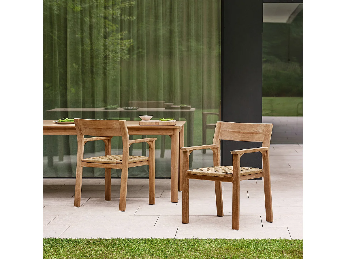 Set da giardino in teak e rattan per 6 persone