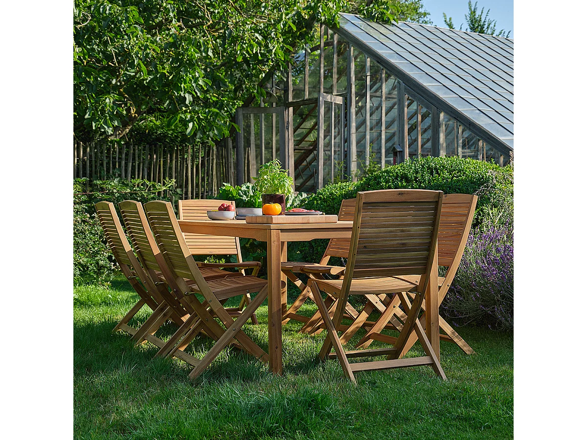 Set di 2 sedie da giardino pieghevoli in legno massello di acacia