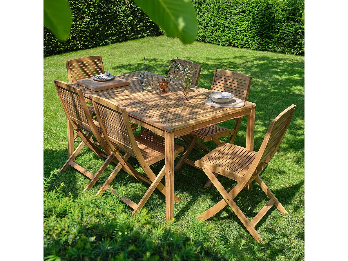 Table de jardin en acacia massif 150 cm