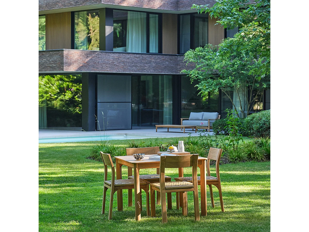 Salon de jardin en teck et rotin 4 personnes