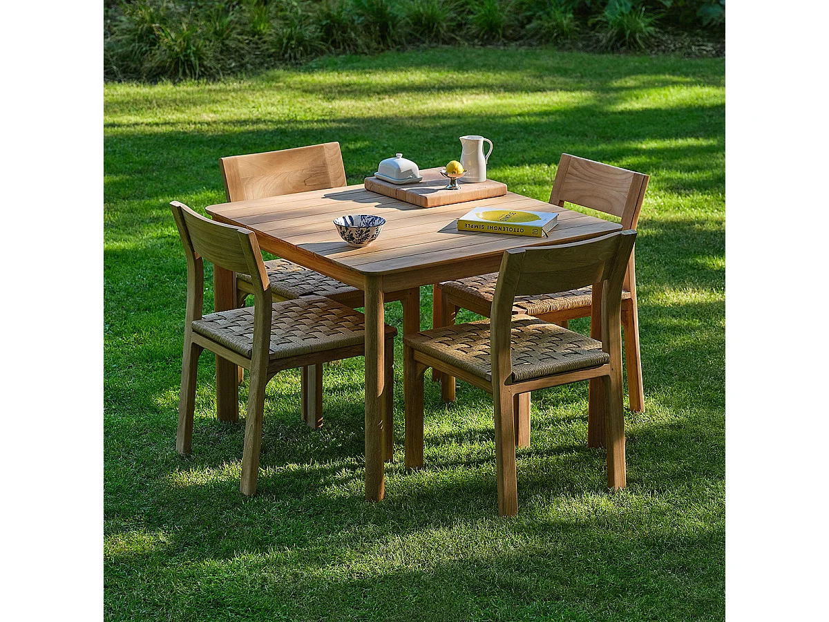 Salon de jardin en teck et rotin 4 personnes