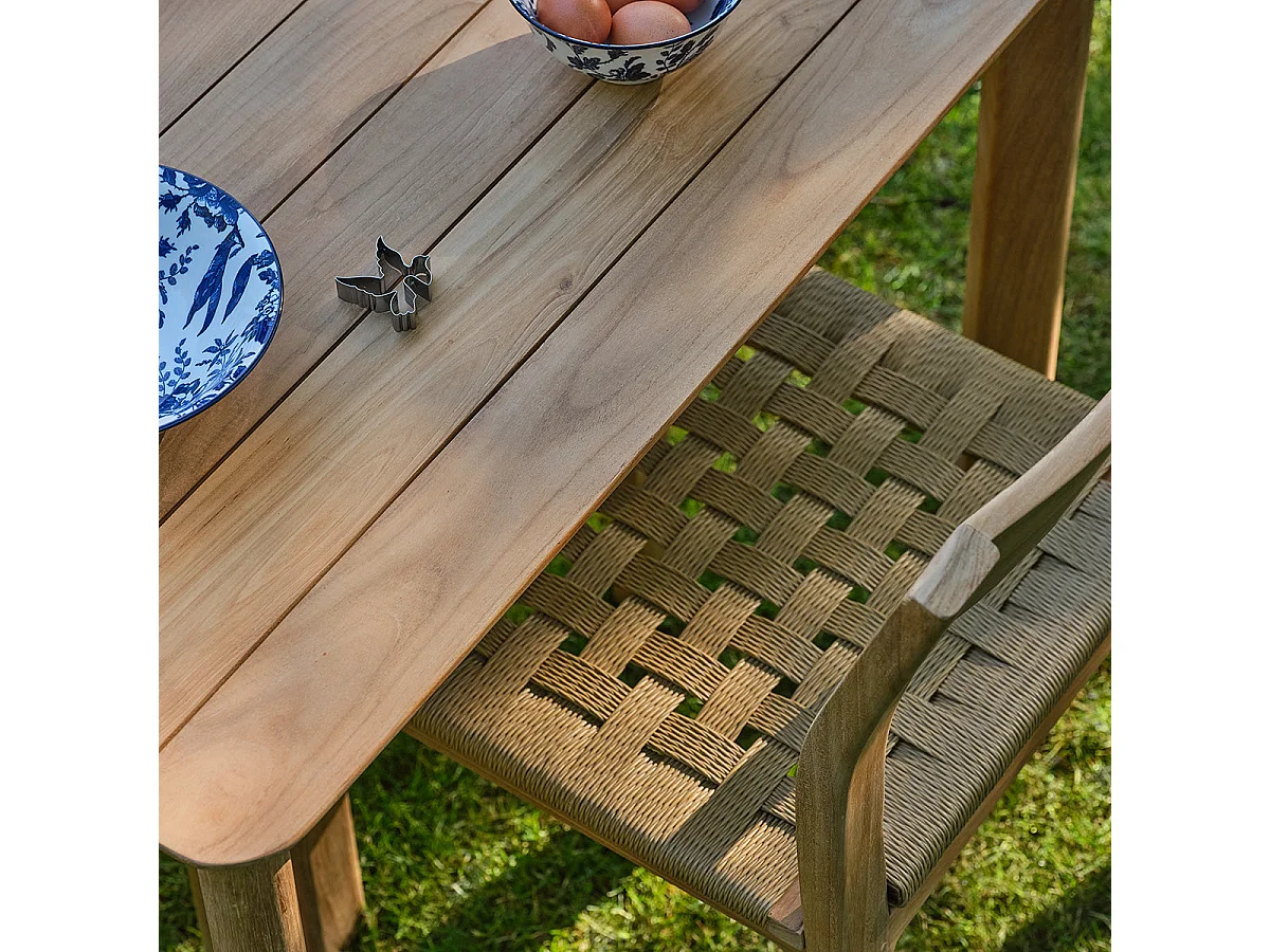 Salon de jardin en teck et rotin 4 personnes