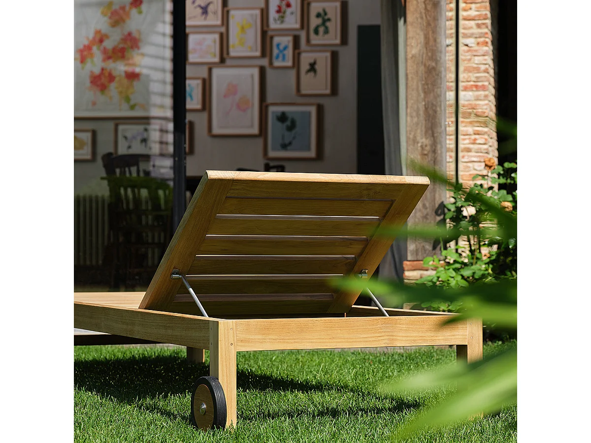 Lettino prendisole in teak massiccio