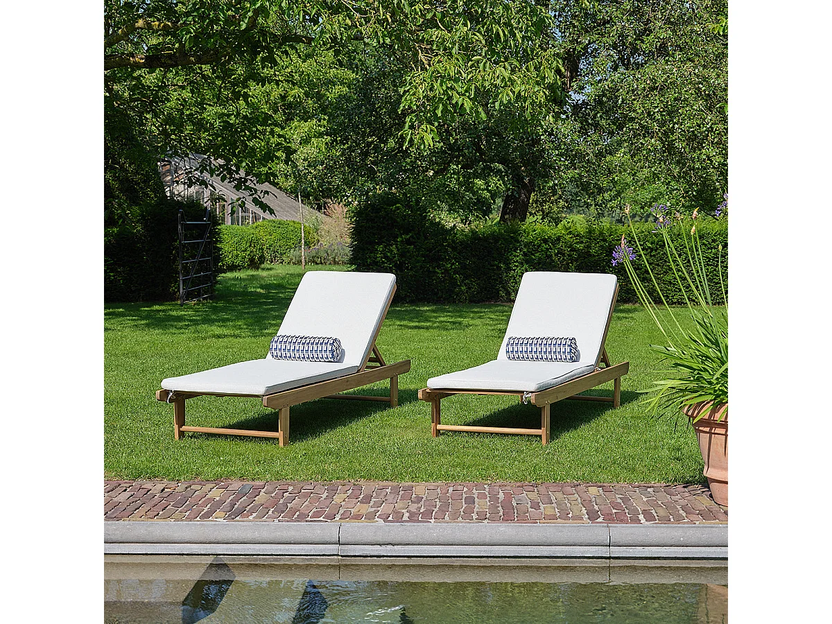 Set di 2 lettini da sole in legno massello di acacia