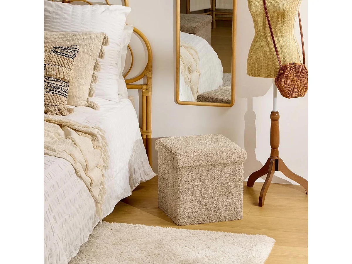 Pouf Coffre Pliable "Soana" 38cm Taupe