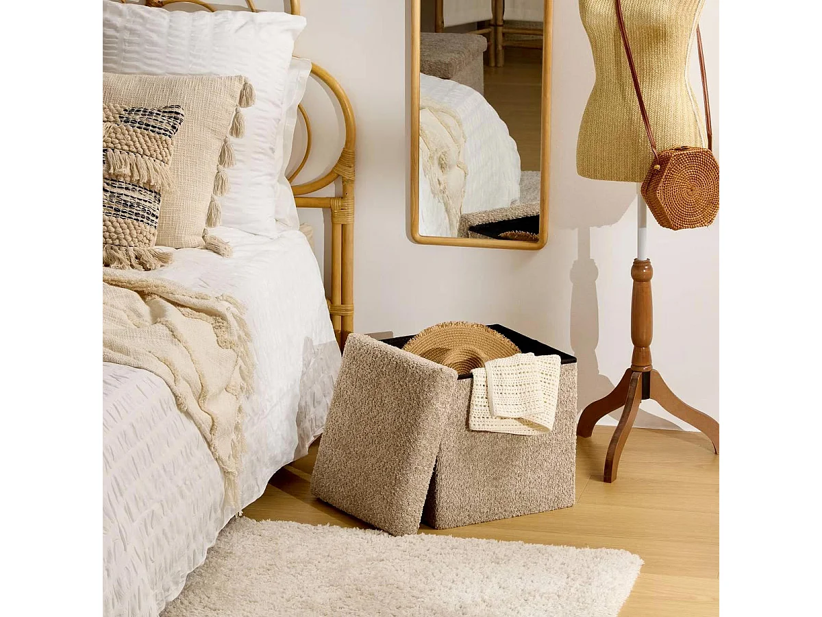 Pouf Coffre Pliable "Soana" 38cm Taupe