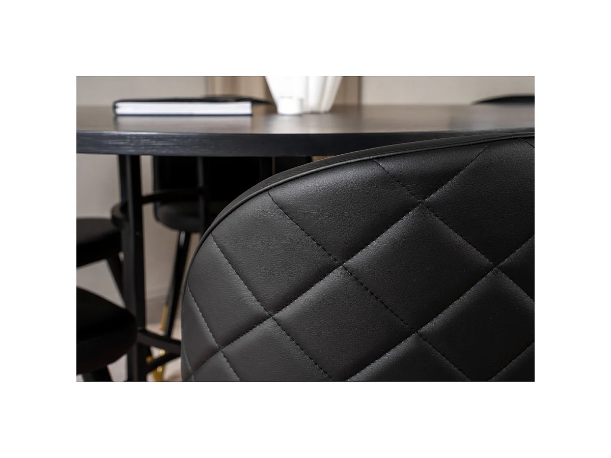 Ensemble Table à Manger & 6 Chaises "Copenhagen & Velvet" 140cm Noir