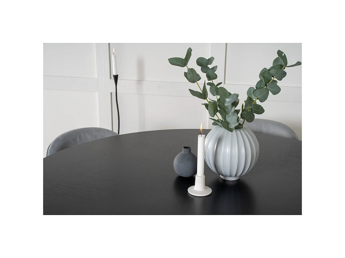 Ensemble Table à Manger & 6 Chaises "Copenhagen & Velvet" 140cm Gris & Noir