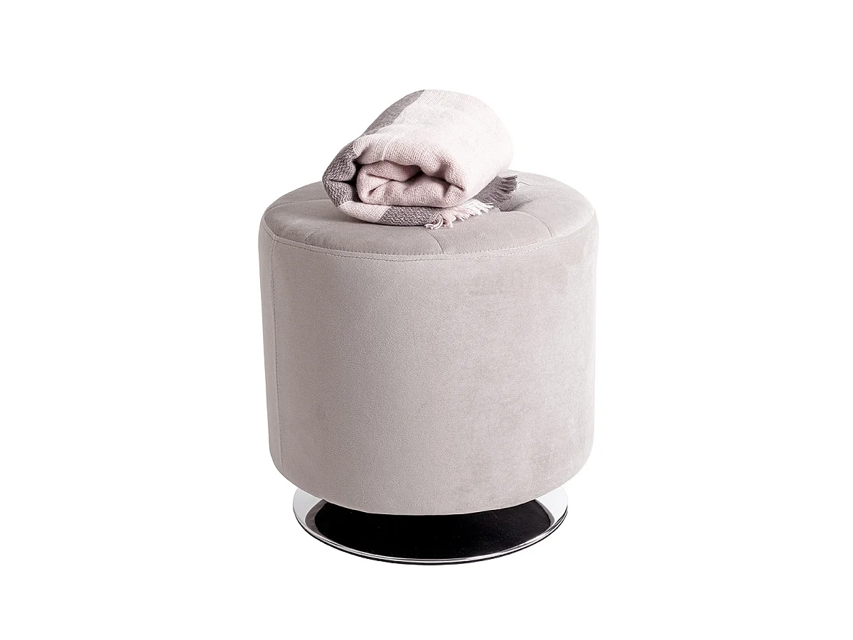 Pouf Capitonné Rond "Beto" 44cm Gris