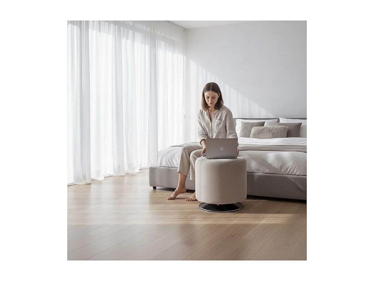 Pouf Capitonné Rond "Beto" 44cm Gris