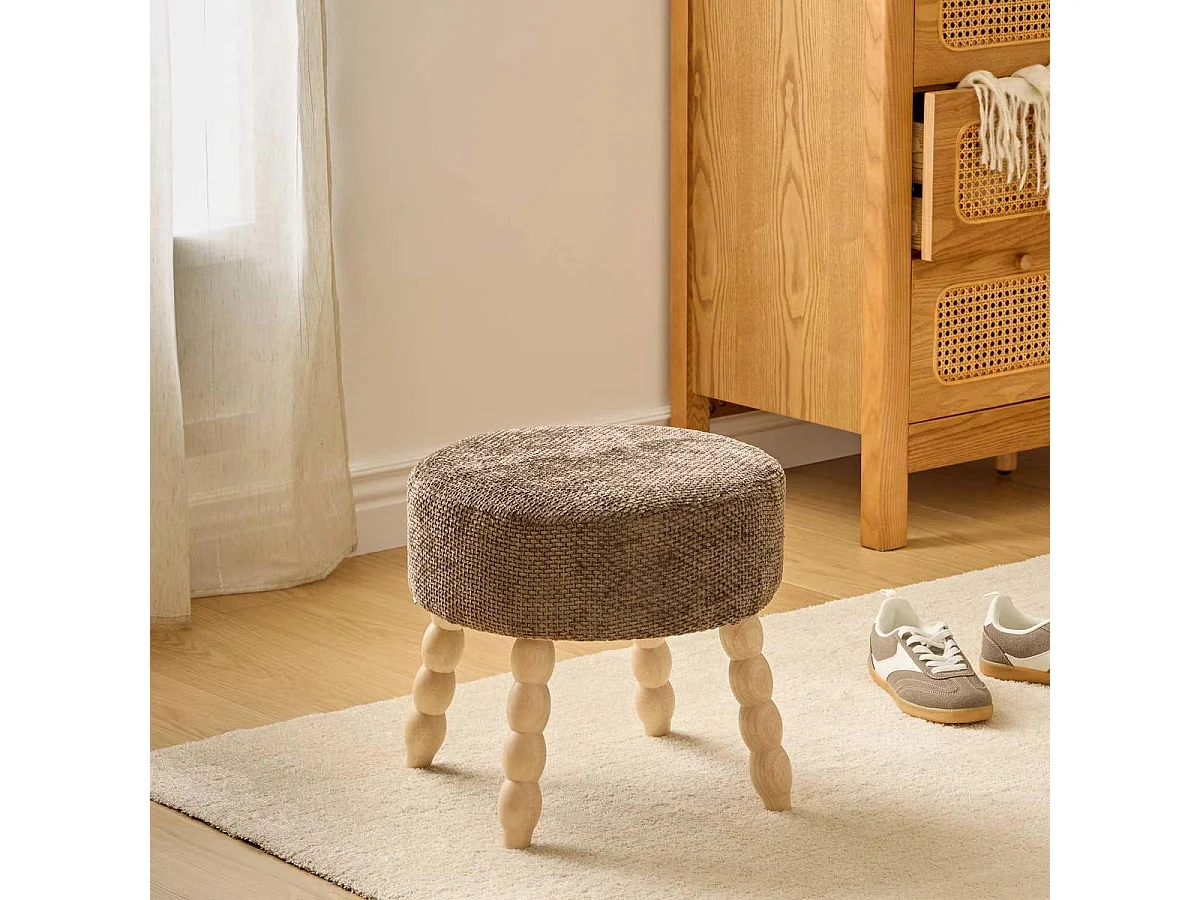 Tabouret d'Appoint Chenille "Spolo" 39cm Tonka