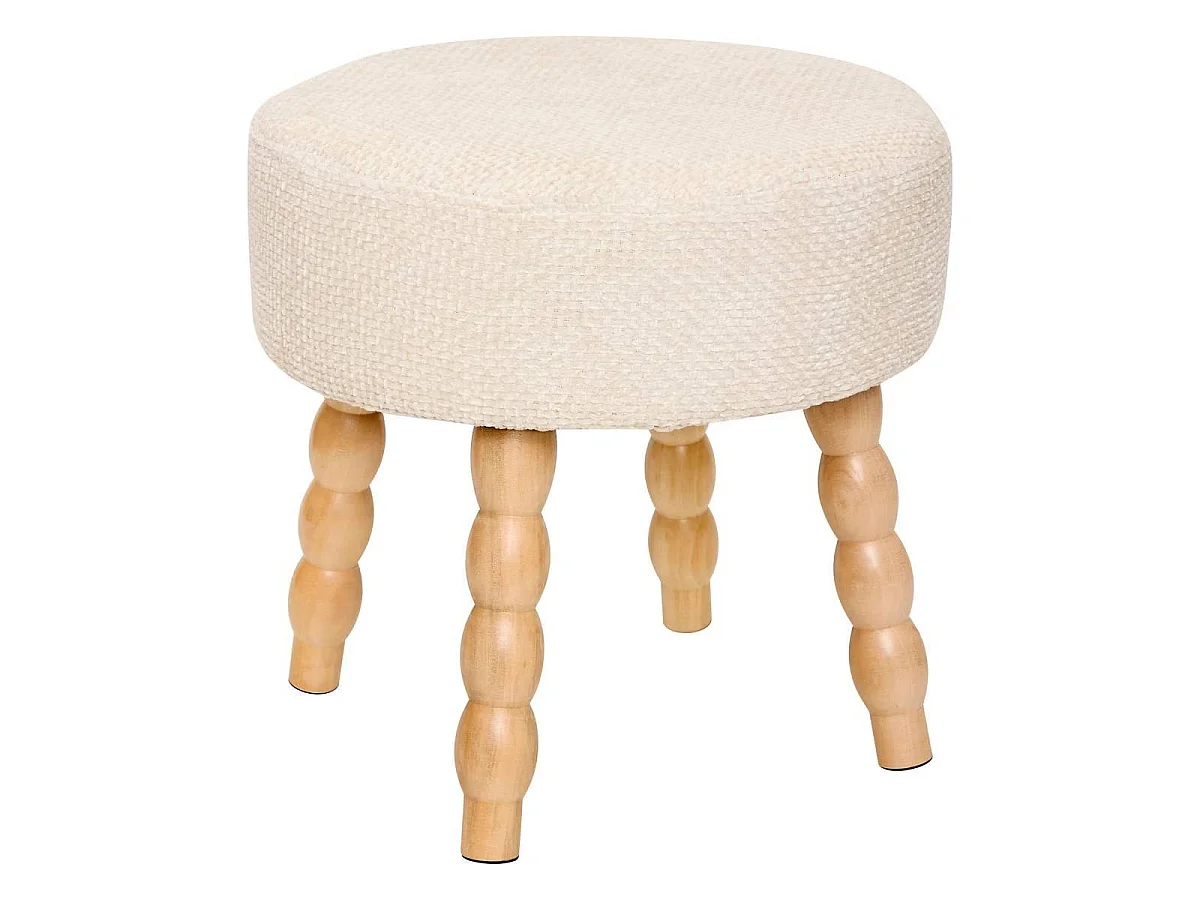 Tabouret d'Appoint Chenille "Spolo" 39cm Blanc
