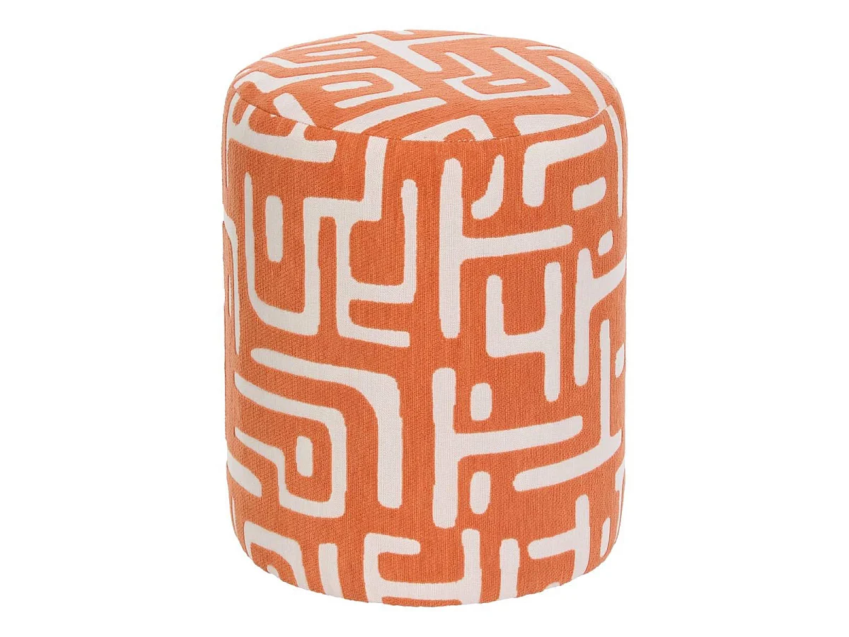 Pouf Rond à Motifs "Delor" 30cm Orange