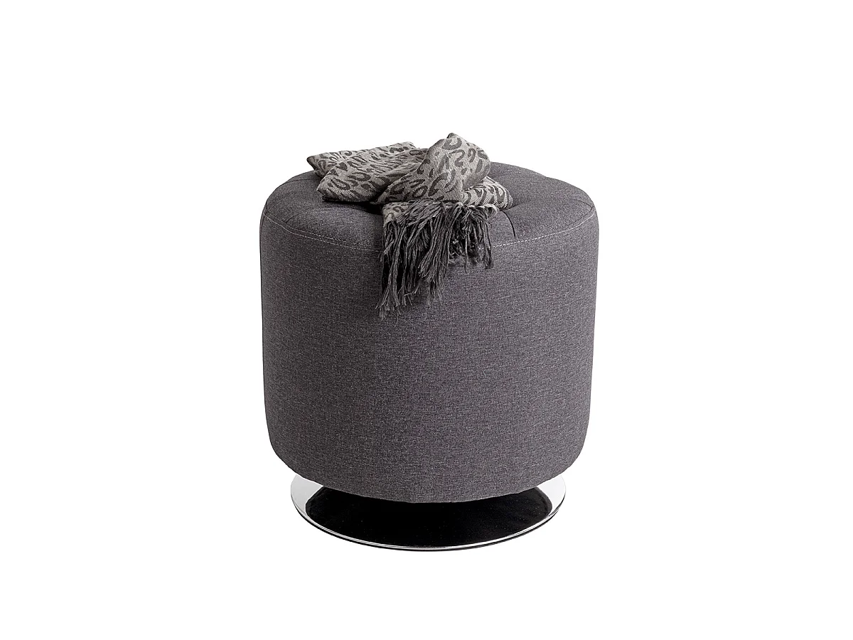 Pouf Capitonné Rond "Beto" 44cm Anthracite
