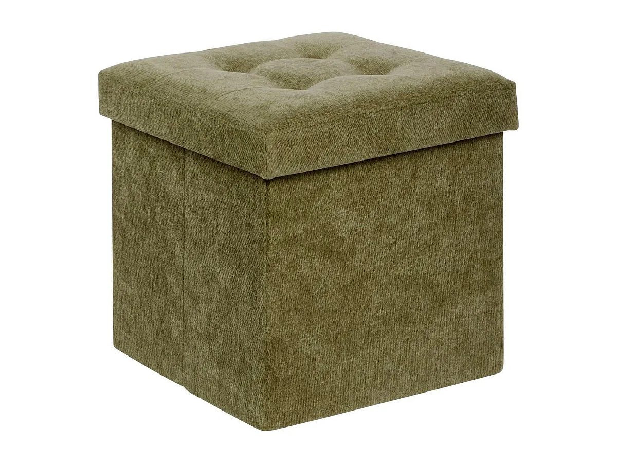 Pouf Pliable Velours "Lysandre" 38cm Kaki