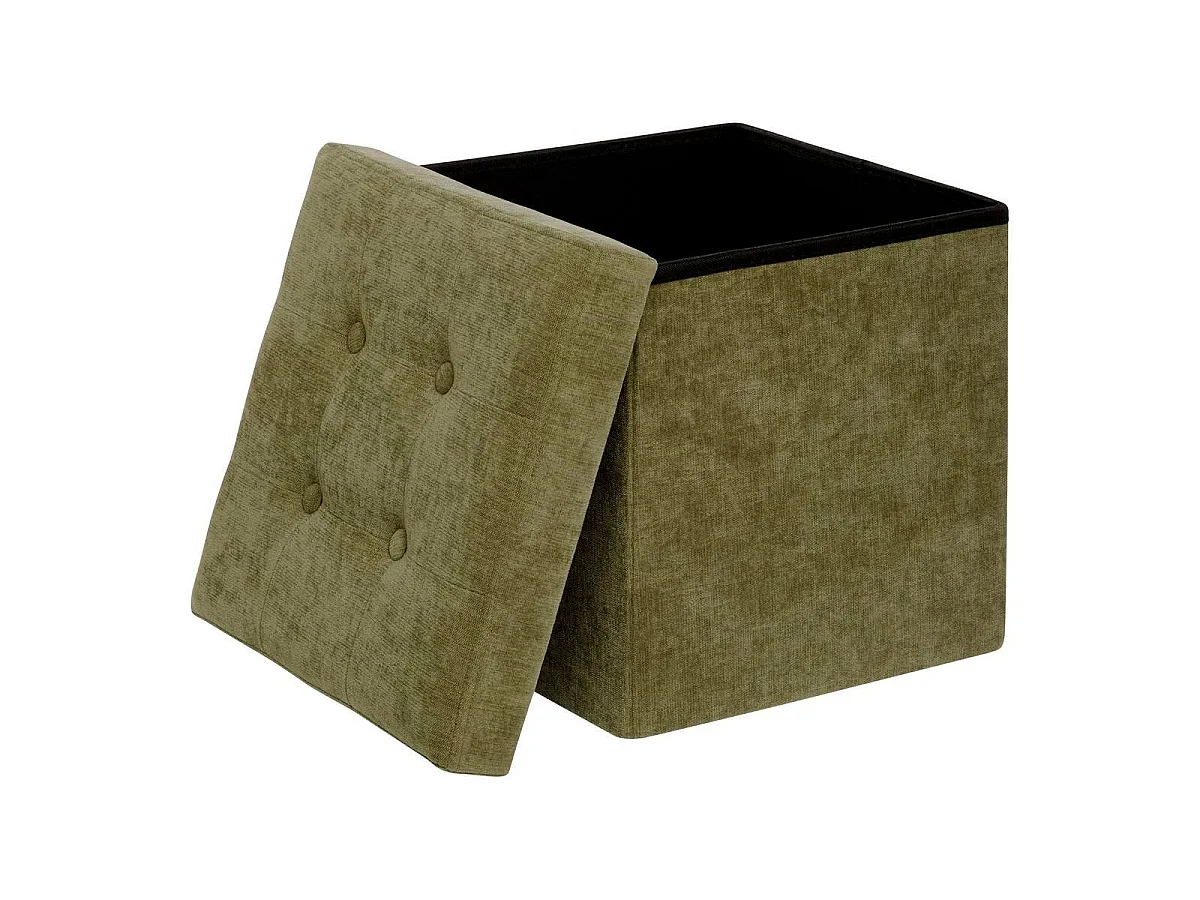 Pouf Pliable Velours "Lysandre" 38cm Kaki