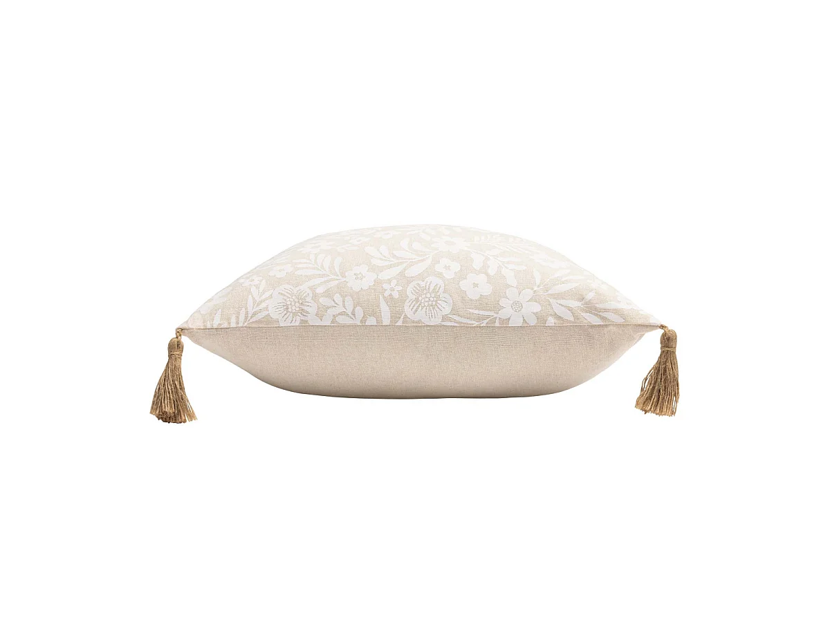Coussin Déco à Pompons "Angie" 45x45cm Naturel
