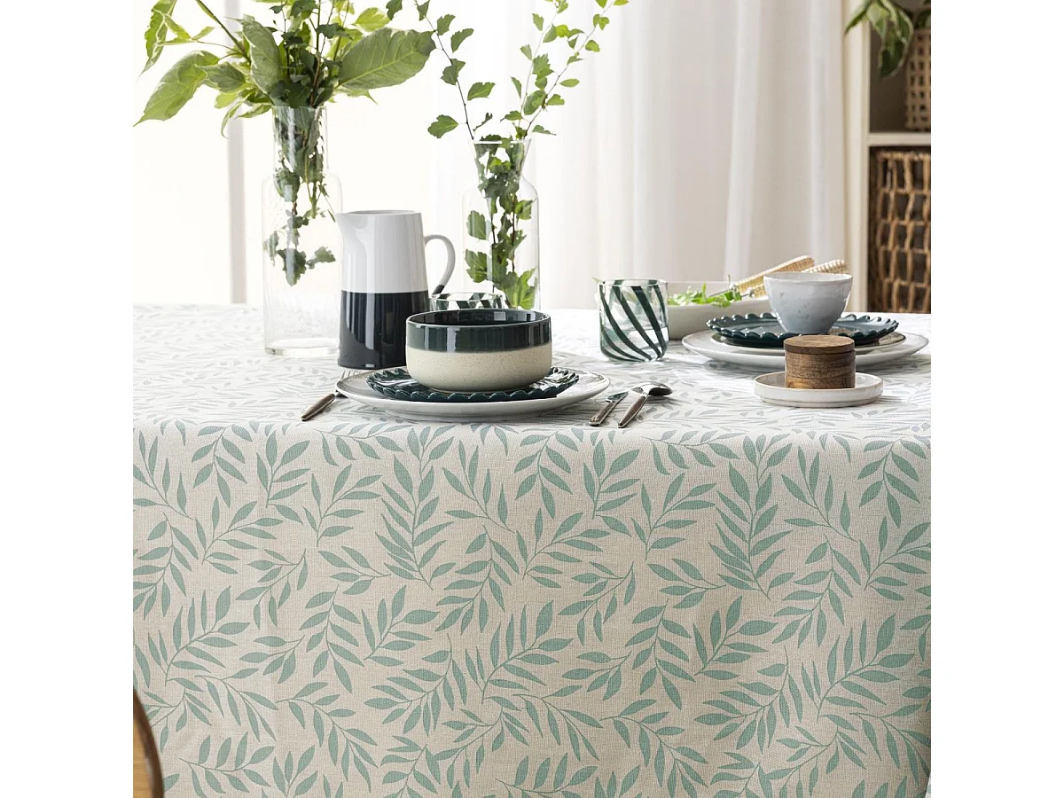 Nappe Antitache Imprimé "Naya" 140x240cm Vert Sauge