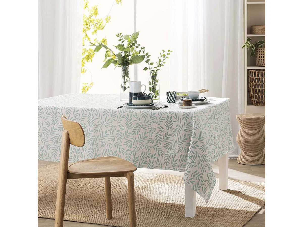 Nappe Antitache Imprimé "Naya" 140x240cm Vert Sauge