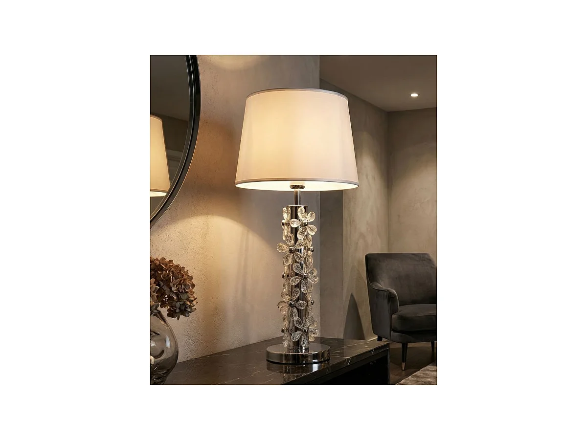 Lampe à Poser Design "Silver Flower" 74cm Argent