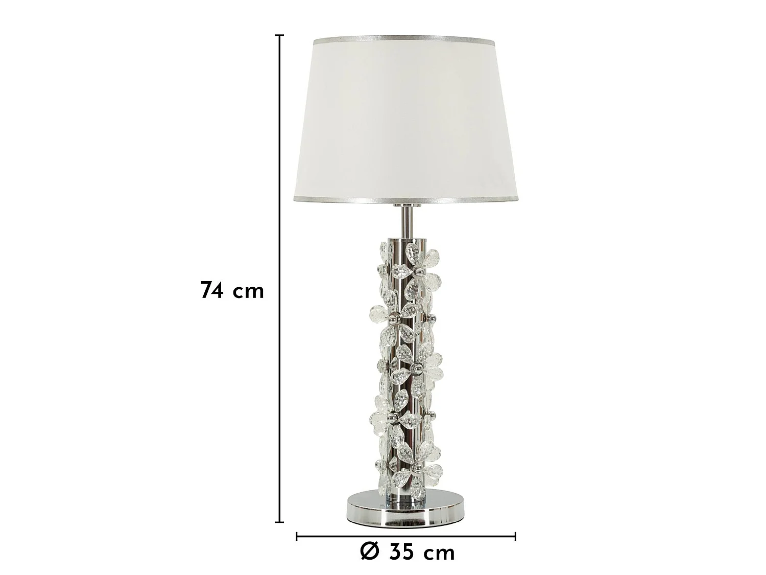 Lampe à Poser Design "Silver Flower" 74cm Argent