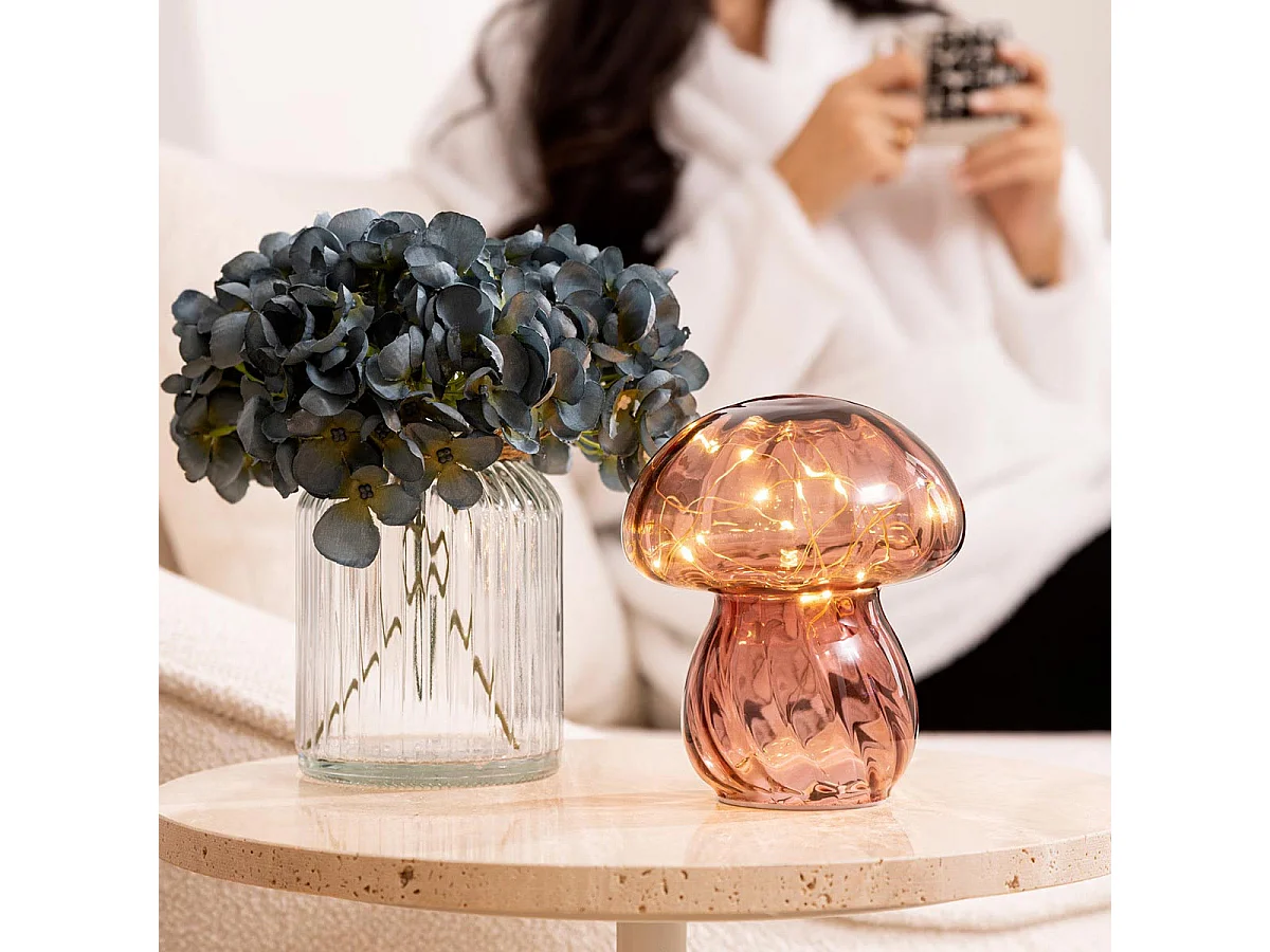Lampe à Poser Champignon "Malu" 15cm Rose Antique
