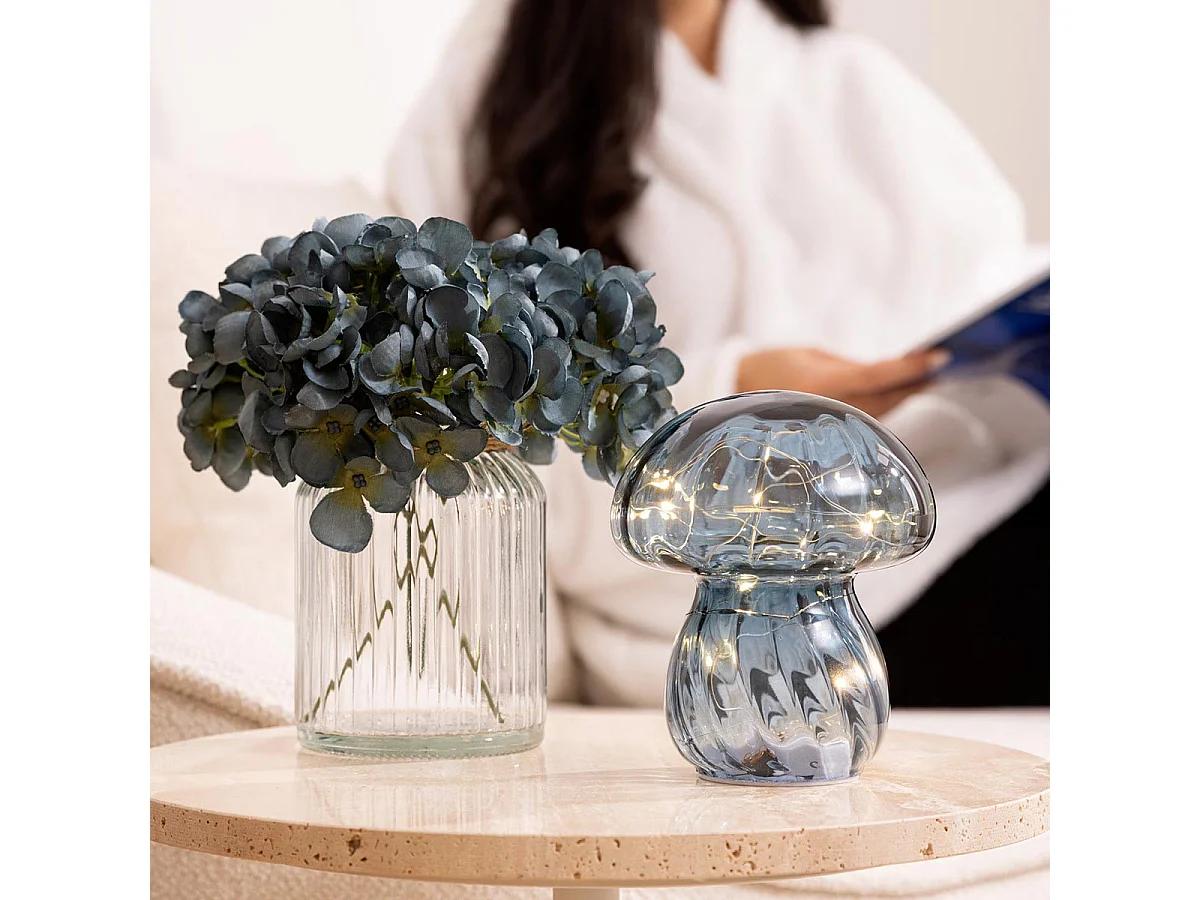 Lampe à Poser Champignon "Malu" 15cm Bleu