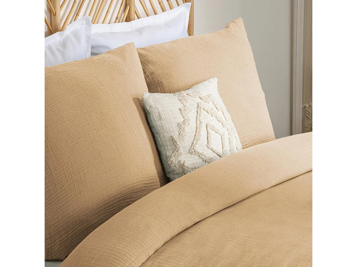 Parure de Lit 3 Pièces "Flora" 240x220cm Beige Lin