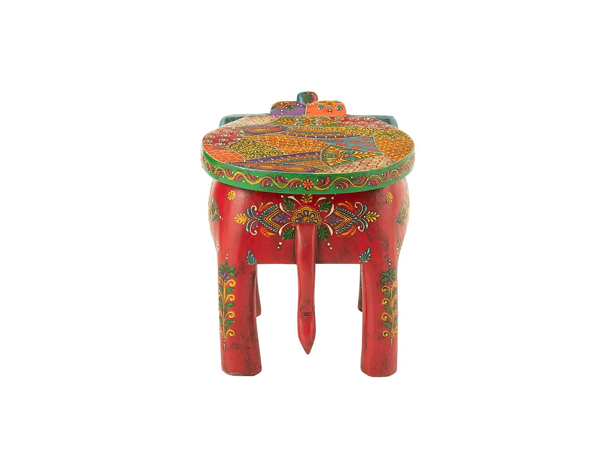Tabouret Éléphant en Bois "Delhi" 35cm Multicolore