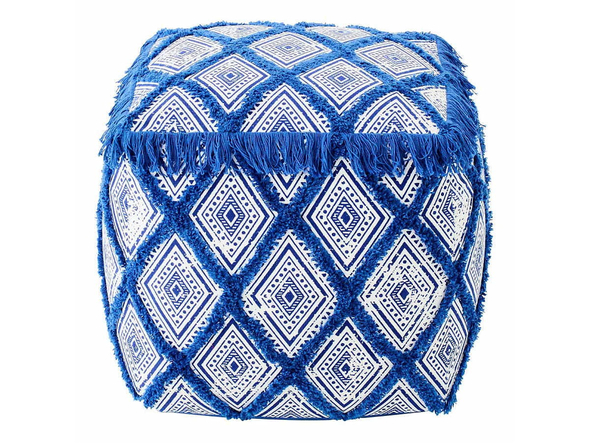 Pouf en Coton "Oriental" 45cm Bleu