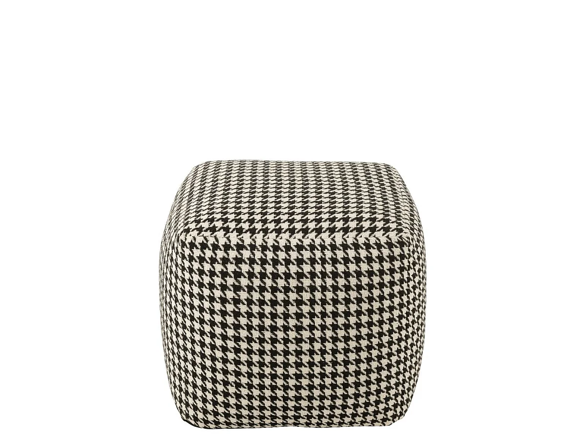 Pouf Pied-de-Poule "Joshua" 45cm Noir & Blanc