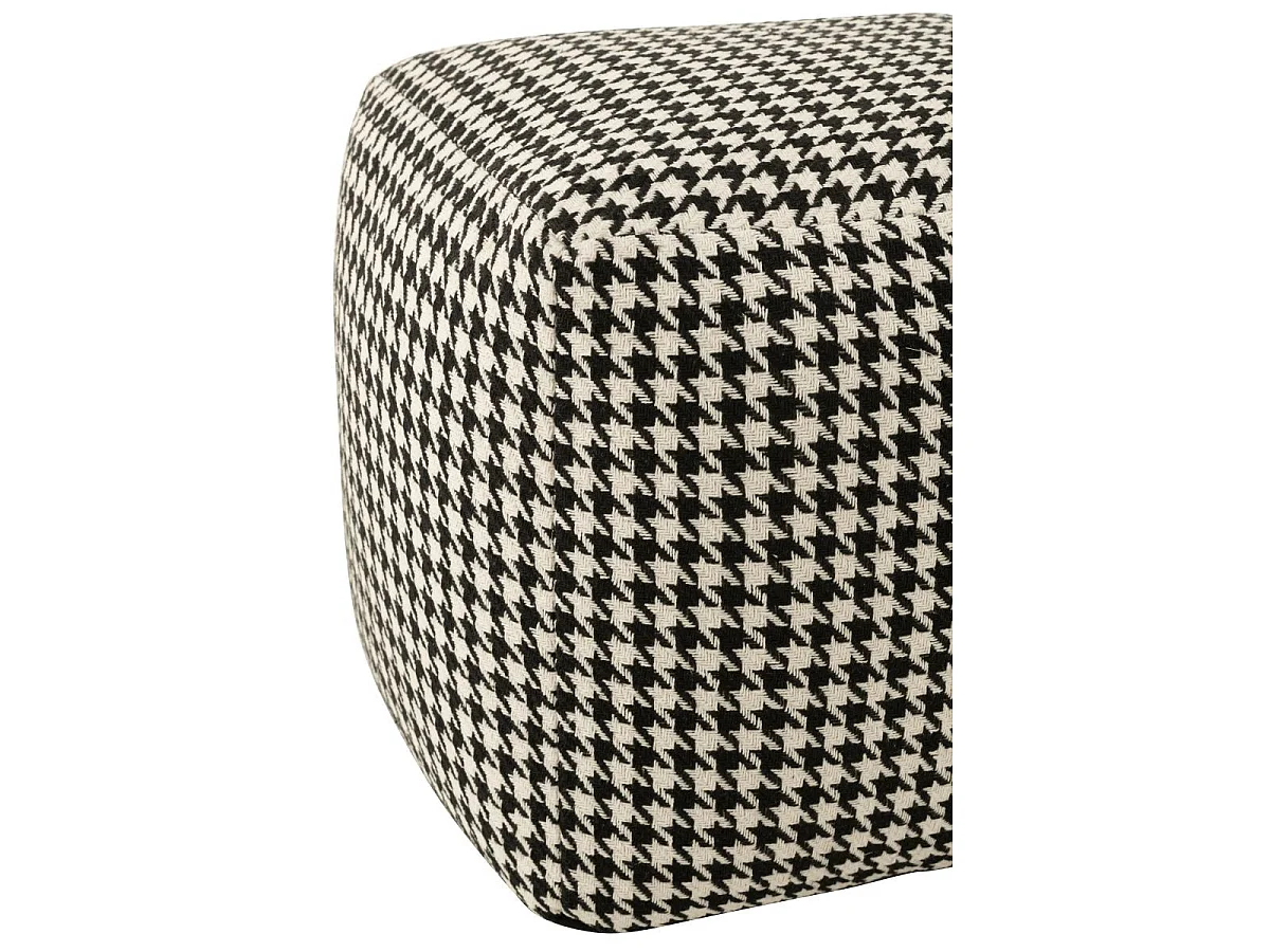 Pouf Pied-de-Poule "Joshua" 45cm Noir & Blanc