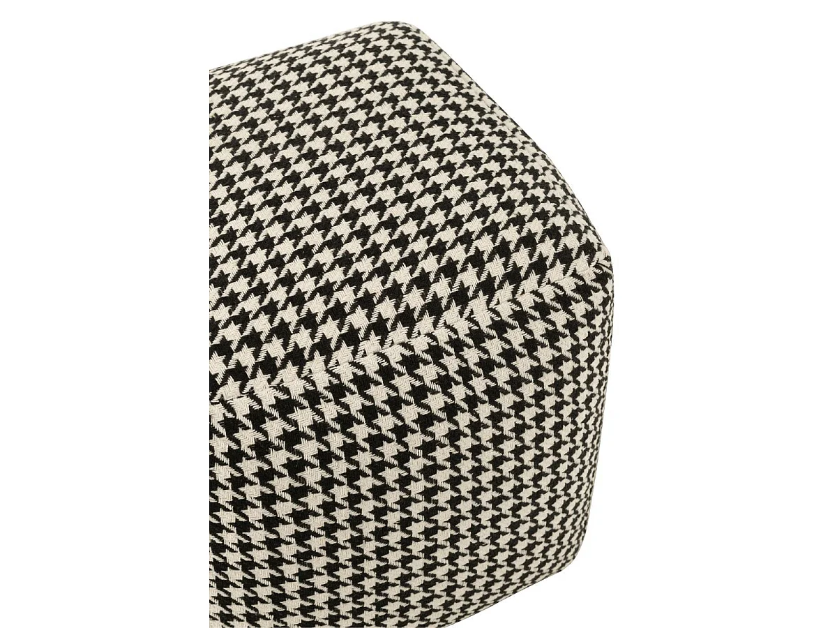 Pouf Pied-de-Poule "Joshua" 45cm Noir & Blanc