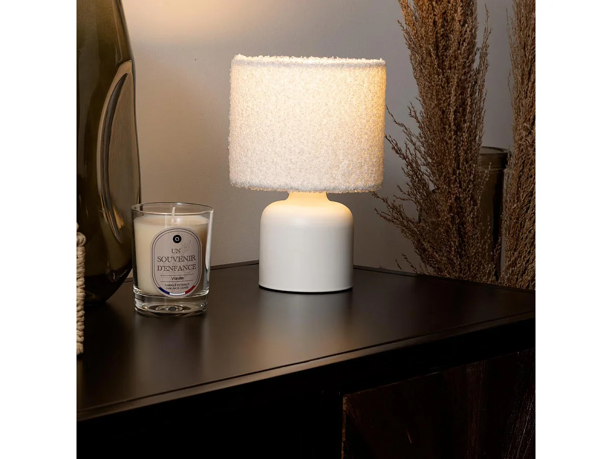 Lampe à Poser Bouclette "Bona" 22cm Blanc